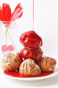 Close-up of food in plate on table