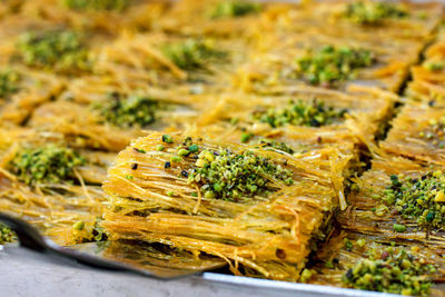 Traditional turkish dessert baklava on a tray