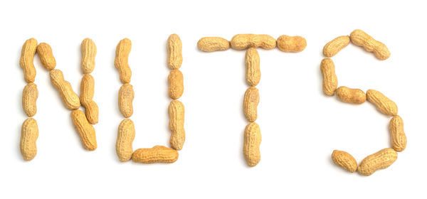 Close-up of cookies against white background