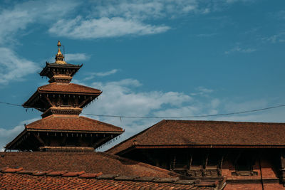 View of temple building against cloudy sky