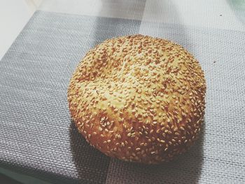 Close-up of bread served on table