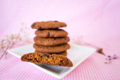 Close-up of cookies on table