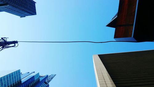 Low angle view of building against blue sky