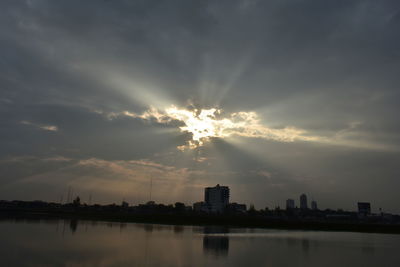 View of city at sunset