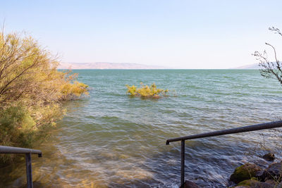 Scenic view of sea against clear sky