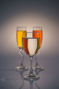 Close-up of wineglass against white background