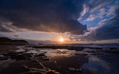 Scenic view of sea against sky during sunset