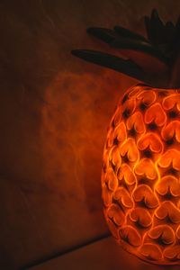 Close-up view of illuminated pumpkin