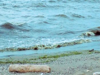 Close-up of waves on beach