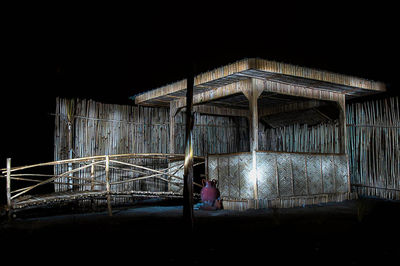 View of built structure at night