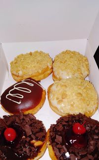 High angle view of breakfast on table