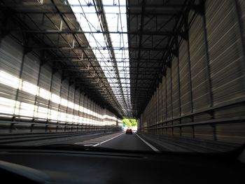 Cars moving in tunnel