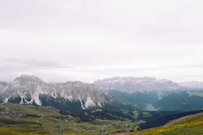 Panoramic view on the seceda in the dolomites mountains