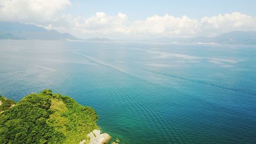 High angle view of sea against sky