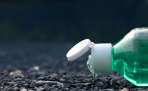 Close-up of drinking glass bottle