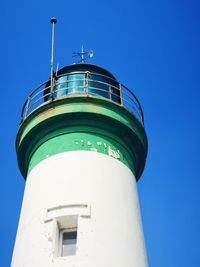 Low angle view of lighthouse against clear sky