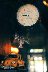 Illuminated clock at night
