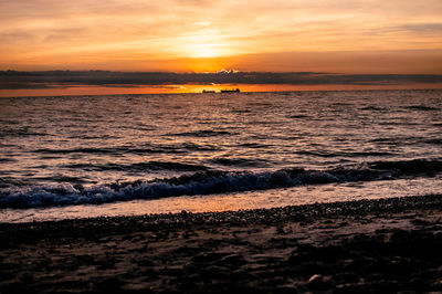 Scenic view of sea against sky during sunset