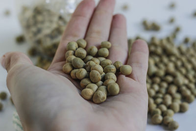 Close-up of hand holding eggs