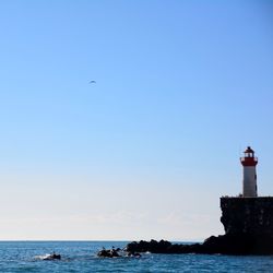 Scenic view of sea against clear sky