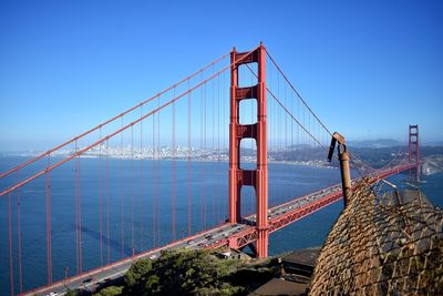 View of suspension bridge against sky