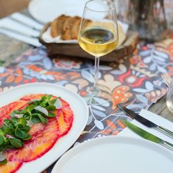 High angle view of food on table