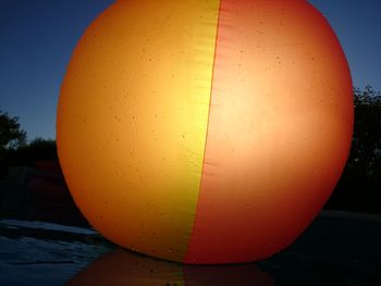 Close-up of yellow against sky during sunset