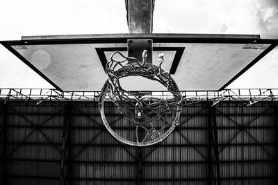 Low angle view of basketball hoop against sky