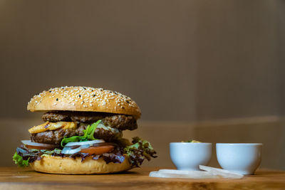 Close-up of bread on table