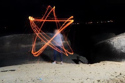 Long exposure firework display at night