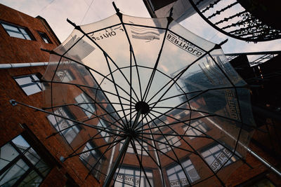 Low angle view of skylight in building