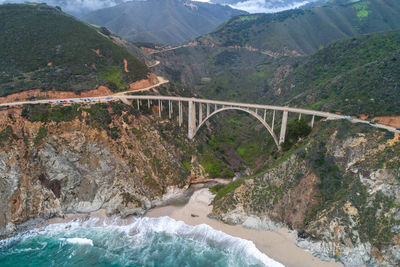 Bixby creek bridge also known as bixby canyon bridge, on the big sur coast of california. drone