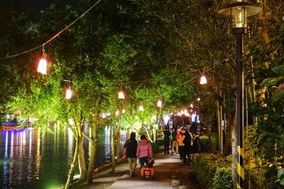 Illuminated street light at night