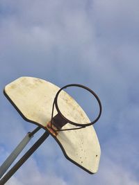 Low angle view of basketball hoop ring against sky