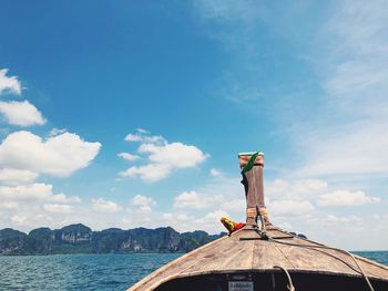 Boat on sea against sky