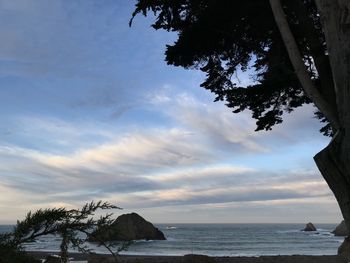 Scenic view of sea against sky at sunset