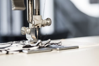 Close-up of sewing machine