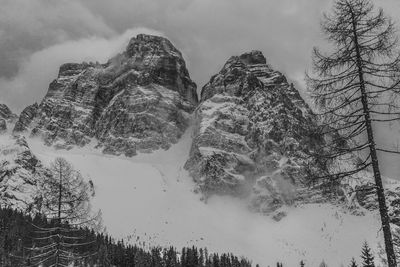 Scenic view of mountains against sky during winter