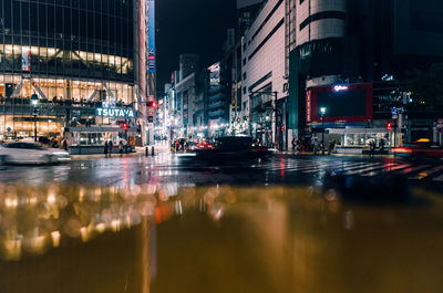 View of city street at night