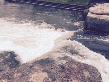 Water flowing through rocks