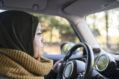 Woman driving car