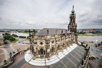 High angle view of buildings in city