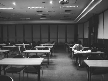 View of empty chairs and tables