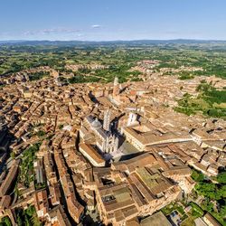 High angle view of townscape against sky