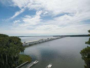 Late morning aerial photograph of lake lake harris and highway 19 at tavares florida usa