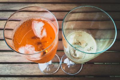 Close-up of drinks on table