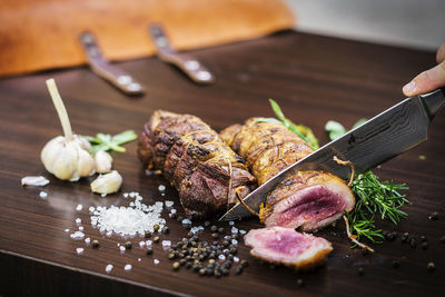 Close-up of vegetables on cutting board