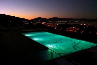 View of illuminated landscape at night