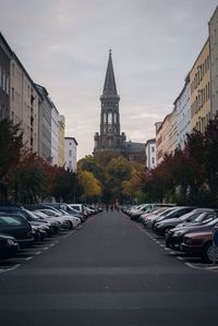 Road along buildings