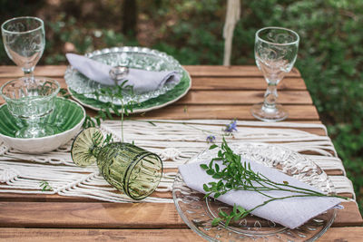 Place setting on table